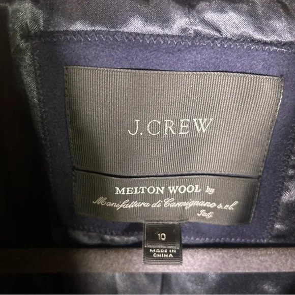 Women’s J Crew Melton Wool Luxury Peacoat Coat 10 Navy - Picture 2 of 6